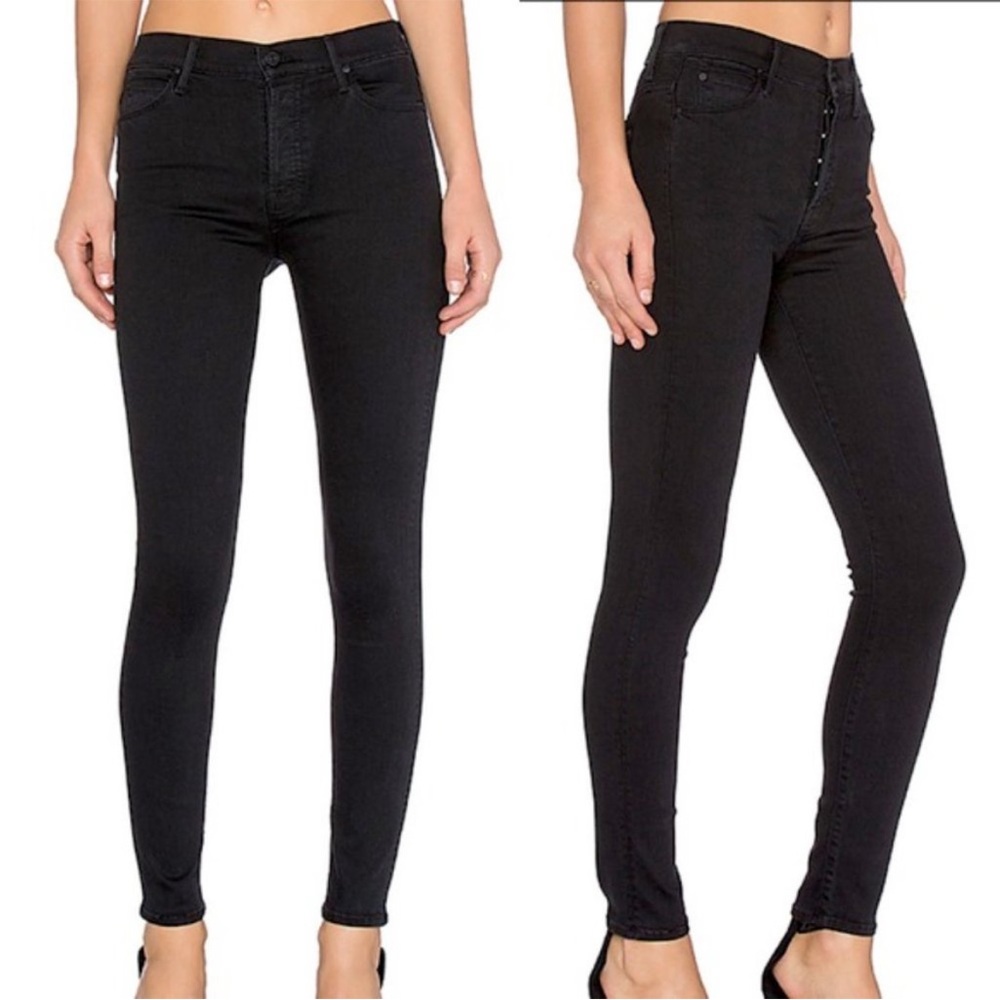 MOTHER The Stunner Skinny Jeans Devil In The Making Washed Black Size 26